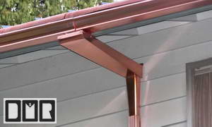 Custom copper downspout tray