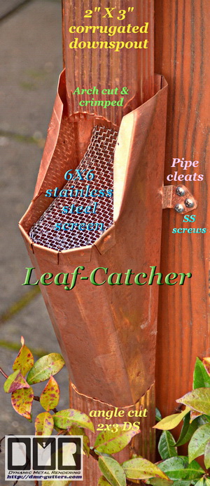 a downspout Leaf-catcher strainer